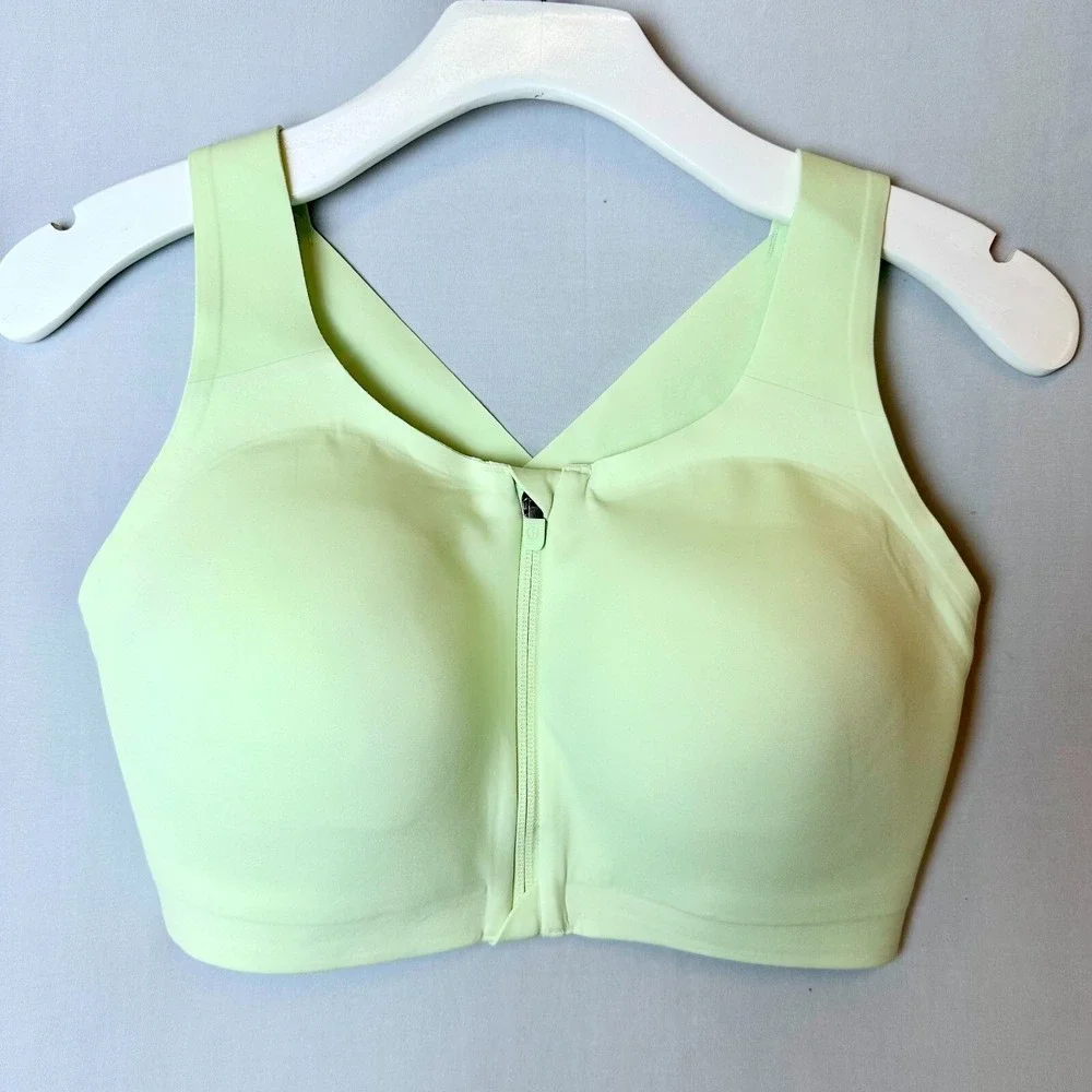 Lululemon Bra Womens 32C Green Sports Enlite Front Zip High Support Running - Picture 1 of 13